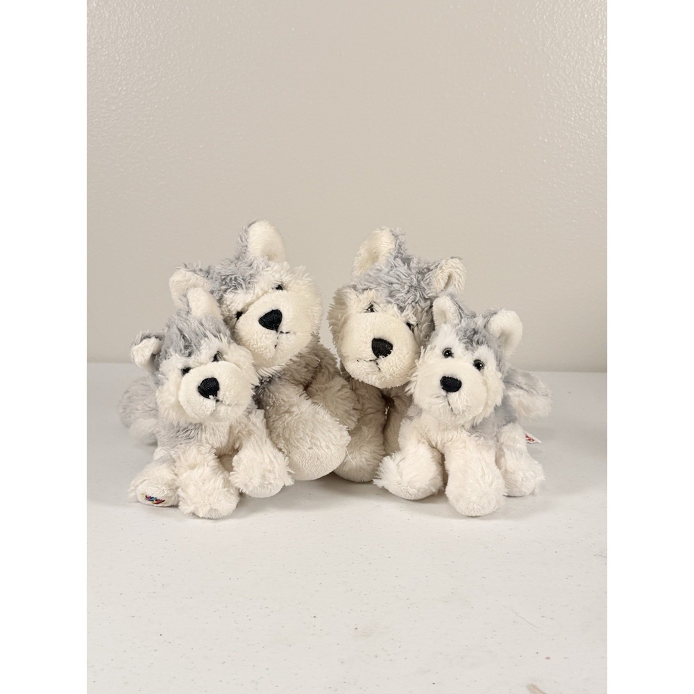 Webkinz Husky Wolf Family of 4 Plush Lot (2 Full Size, 2 Lil Kinz) No Codes Ganz
